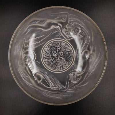 Art Deco Frosted Glass Bowl with Mermaids attributed to Lalique, France, 1930s-SAK-1797216