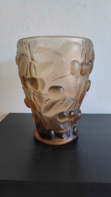 Art Deco Frosted Glass Vase by Barolac, 1930s-AKW-2027229