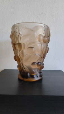 Art Deco Frosted Glass Vase by Barolac, 1930s-AKW-2027229