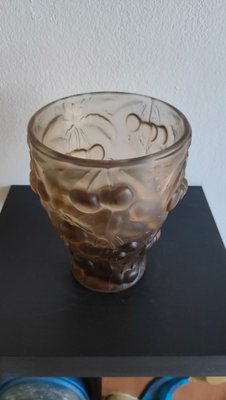 Art Deco Frosted Glass Vase by Barolac, 1930s-AKW-2027229