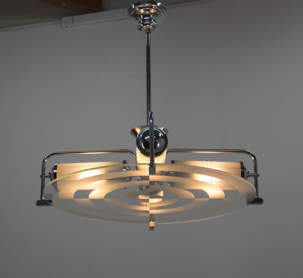 Art Deco Functionalist Tubular Chandelier, 1930s