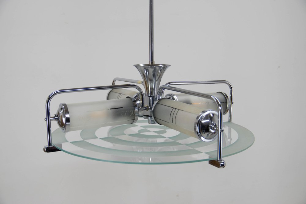 Art Deco Functionalist Tubular Chandelier, 1930s