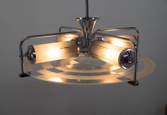 Art Deco Functionalist Tubular Chandelier, 1930s-TZ-1752015