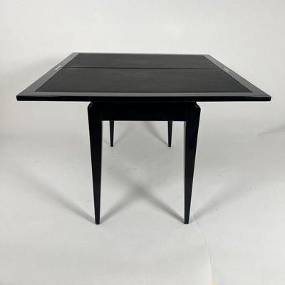 Art Deco Games Table in Black Lacquer, Red and Black Leather, France, 1930s-NNB-2036471