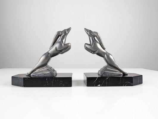 Art Deco Gazelle Bookends by H. Moreau, France, 1930, Set of 2-JJT-1798253