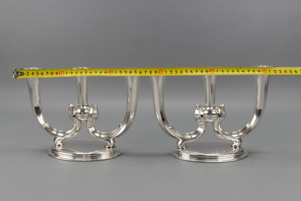 Art Deco German 3-Arm Candleholders from WMF, 1930s, Set of 2-KEG-1473215