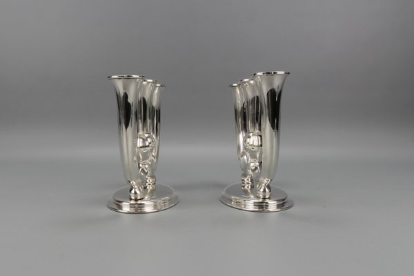 Art Deco German 3-Arm Candleholders from WMF, 1930s, Set of 2-KEG-1473215