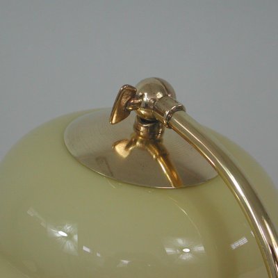 Art Deco German Bauhaus Brass and Opaline Table Lamp, 1930s-OE-1257855