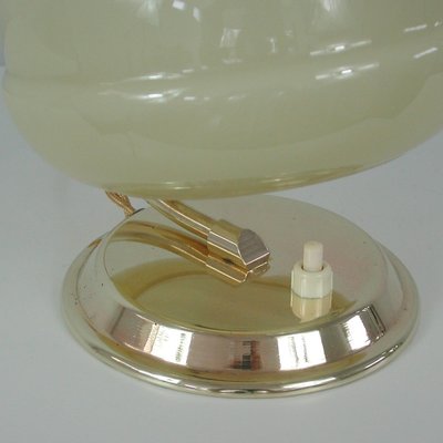 Art Deco German Bauhaus Brass and Opaline Table Lamp, 1930s-OE-1257855