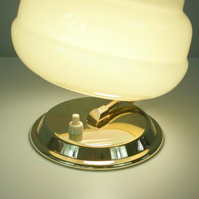 Art Deco German Bauhaus Brass and Opaline Table Lamp, 1930s-OE-1257855