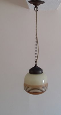 Art Deco German Beer Glass Shade Ceiling Lamp, 1930s-HOI-1364548