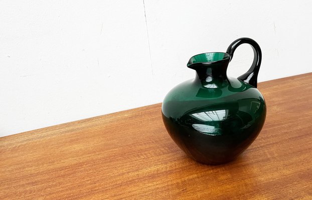 Art Deco German Green Glass Jug by Prof. Bruno Mauder for Zwiesel Theresienthal, 1930s-UAH-1821361