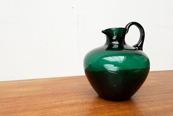 Art Deco German Green Glass Jug by Prof. Bruno Mauder for Zwiesel Theresienthal, 1930s-UAH-1821361