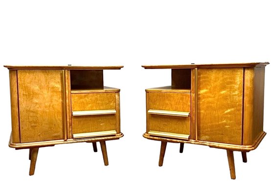 Art Deco German Maple Bedside Tables, 1930s, Set of 2-WZZ-1755077