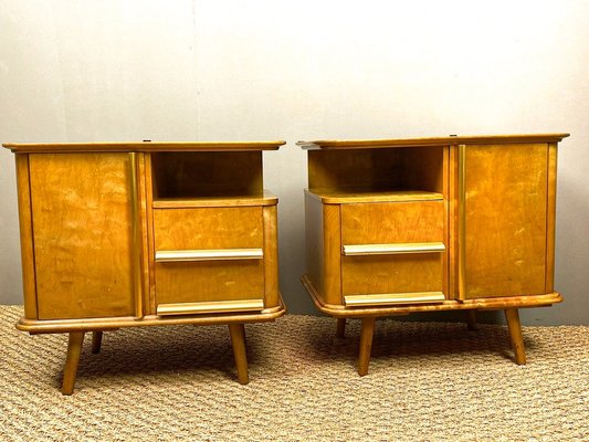 Art Deco German Maple Bedside Tables, 1930s, Set of 2-WZZ-1755077