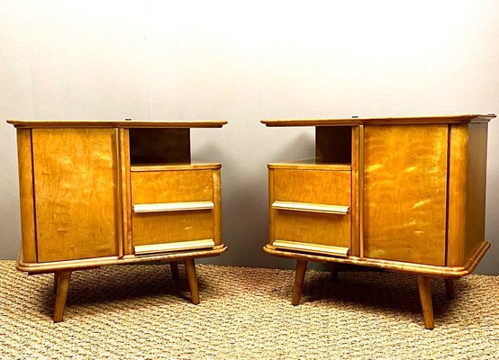 Art Deco German Maple Bedside Tables, 1930s, Set of 2-WZZ-1755077