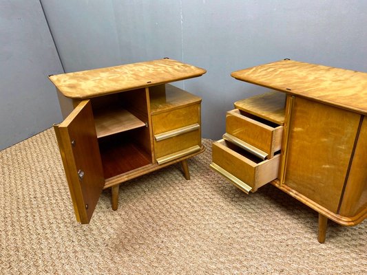 Art Deco German Maple Bedside Tables, 1930s, Set of 2-WZZ-1755077