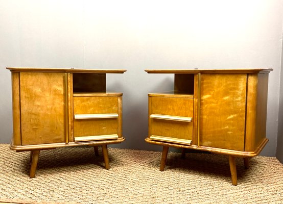 Art Deco German Maple Nightstands, 1930s, Set of 2-WZZ-715784