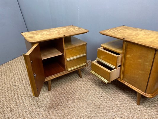 Art Deco German Maple Nightstands, 1930s, Set of 2-WZZ-715784