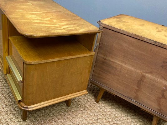 Art Deco German Maple Nightstands, 1930s, Set of 2-WZZ-715784