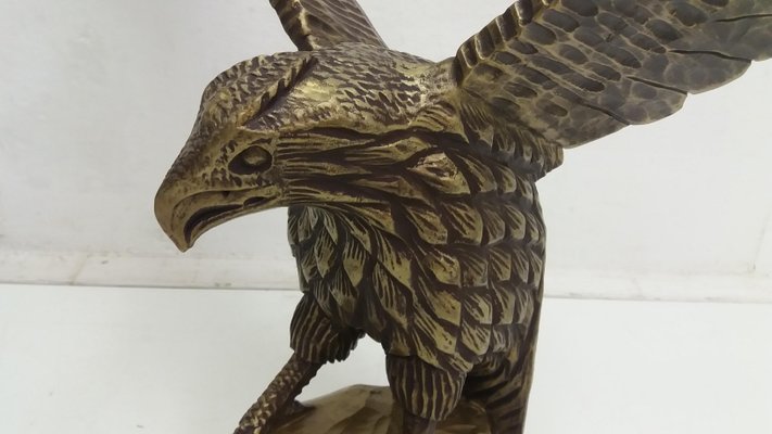 Art Deco German Wooden Eagle Sculpture, 1920s-TZ-603257