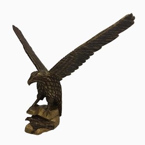 Art Deco German Wooden Eagle Sculpture, 1920s-TZ-603257