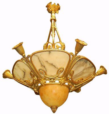 Art Deco Gilt Bronze and Alabaster, 1920s-AWH-744149