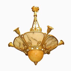 Art Deco Gilt Bronze and Alabaster, 1920s-AWH-744149