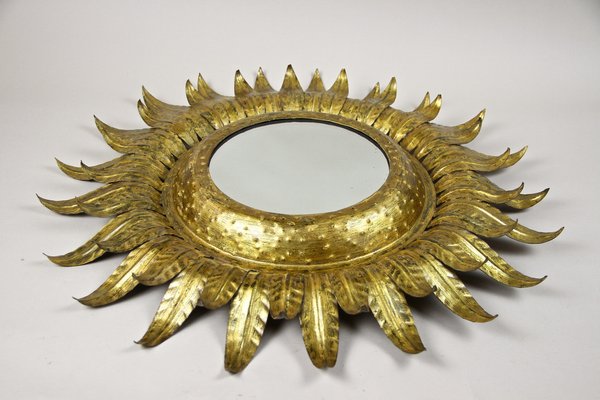 Art Deco Gilt Sunburst Wall Mirror, France, 1920s-TQA-1321951