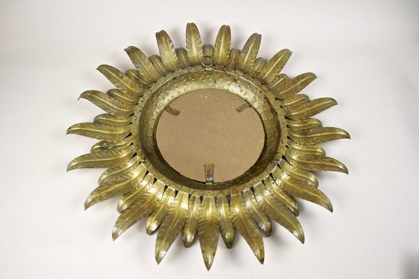 Art Deco Gilt Sunburst Wall Mirror, France, 1920s-TQA-1321951