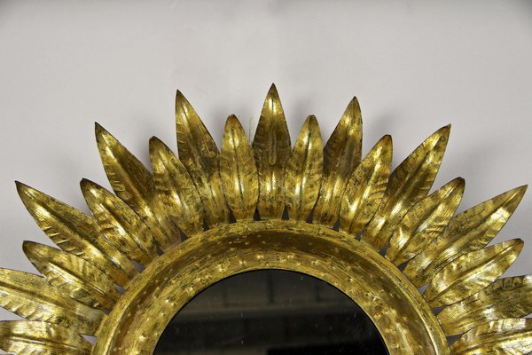 Art Deco Gilt Sunburst Wall Mirror, France, 1920s-TQA-1321951