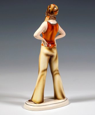 Art Deco Girl with Headscarf Figurine attributed to Stephan Dakon for Goldscheider, 1930s-EMT-1812082