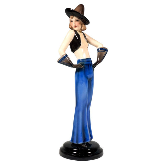 Art Deco Girl with Pointed Hat Figurine attributed to Stephan Dakon for Goldscheider, 1930s