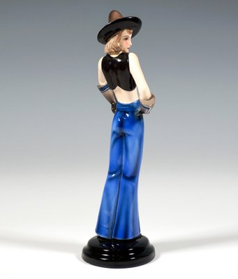 Art Deco Girl with Pointed Hat Figurine attributed to Stephan Dakon for Goldscheider, 1930s-EMT-1812081