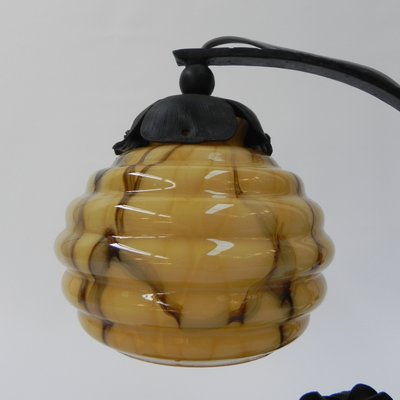 Art Deco Glass Ball and Steel Base Table Lamp-TL-1365191