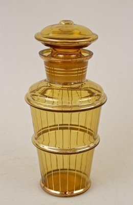 Art Deco Glass Decanter Set in Amber Colored Gilt, 1920, Set of 7-TQA-1327460