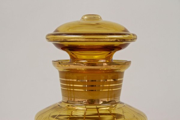 Art Deco Glass Decanter Set in Amber Colored Gilt, 1920, Set of 7-TQA-1327460