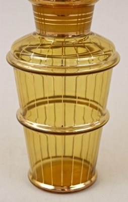 Art Deco Glass Decanter Set in Amber Colored Gilt, 1920, Set of 7-TQA-1327460