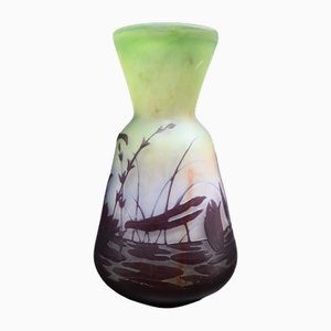 Art Deco Glass Paste Vase with Grasshopper Decor-RIK-1781066