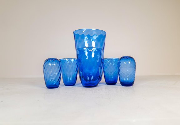 Art Deco Glass Sculptured Handcrafted Vases by Reijmyre, Sweden, 1930s, Set of 6-UYK-1371212