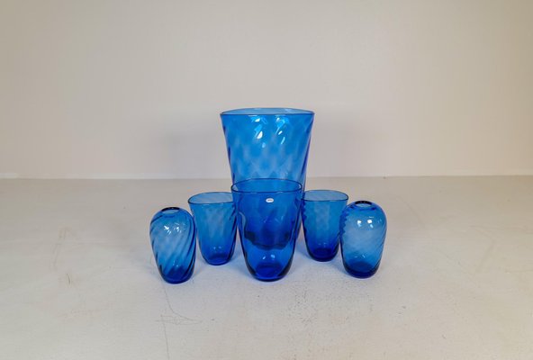 Art Deco Glass Sculptured Handcrafted Vases by Reijmyre, Sweden, 1930s, Set of 6-UYK-1371212