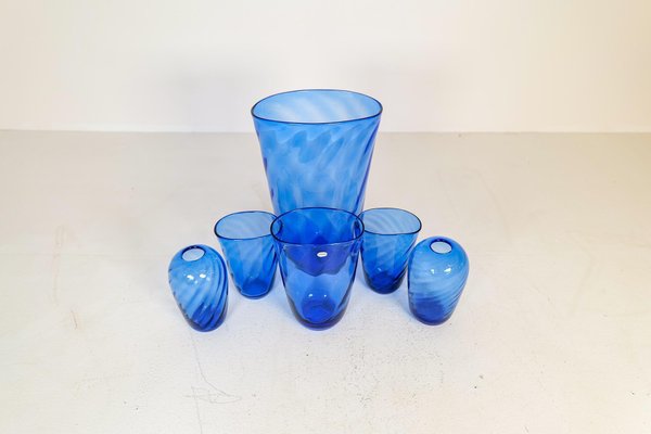 Art Deco Glass Sculptured Handcrafted Vases by Reijmyre, Sweden, 1930s, Set of 6-UYK-1371212