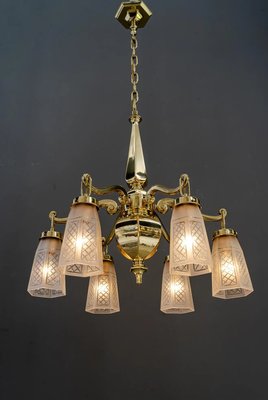 Art Deco Glass Shasdes Chandelier, Vienna, 1920s-SPD-1315011