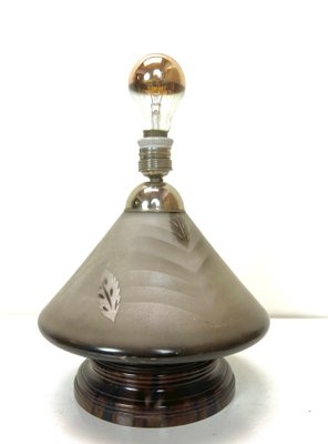 Art Deco Glass Table Lamp in Geometric Pattern with 2 Light Points, 1920s-WZZ-1450013