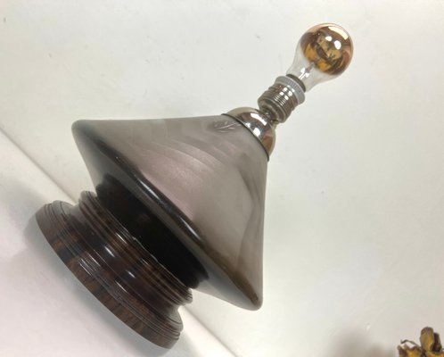 Art Deco Glass Table Lamp in Geometric Pattern with 2 Light Points, 1920s-WZZ-1450013