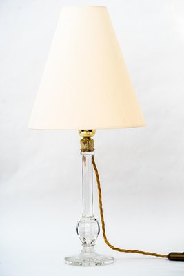 Art Deco Glass Table Lamp with Fabric Shade, 1920s-SPD-1438381