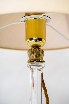 Art Deco Glass Table Lamp with Fabric Shade, 1920s-SPD-1438381