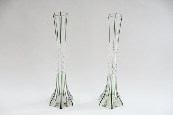 Art Deco Glass Vases, Vienna, 1920s, Set of 2-SPD-699163