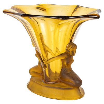 Art Deco Goblet in Yellow Glass Paste, 1930s-WFS-2022266