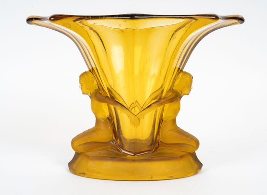 Art Deco Goblet in Yellow Glass Paste, 1930s-WFS-2022266